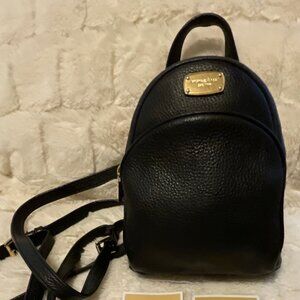 Michael Kors Black Leather Mini Backpack